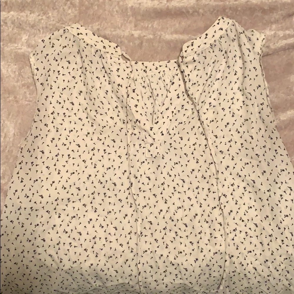 White Blouse with black dandelion design